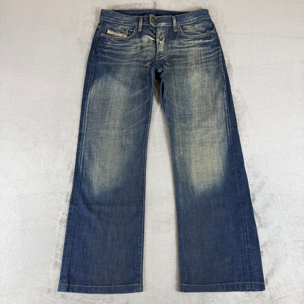 Diesel Rabox Straight Leg Jeans Mens 32x30 Blue Denim Distressed Whisker Italy
